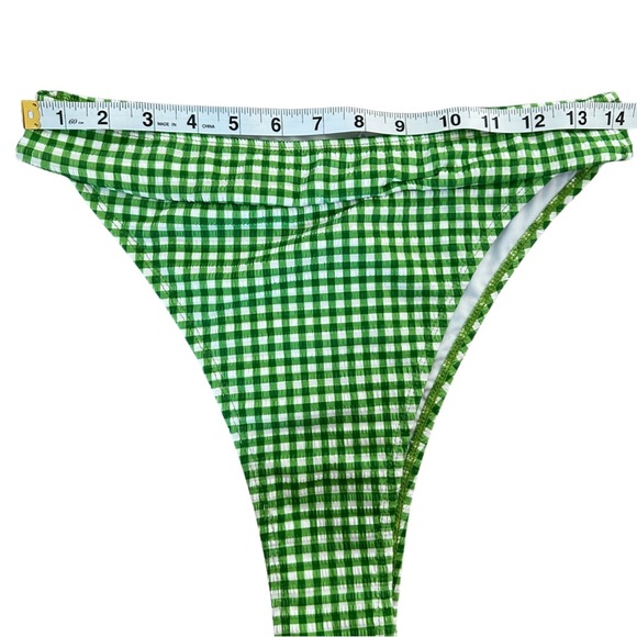Cupshe Green Gingham High Leg Bikini Bottoms Women’s Size M NWT - Picture 5 of 7